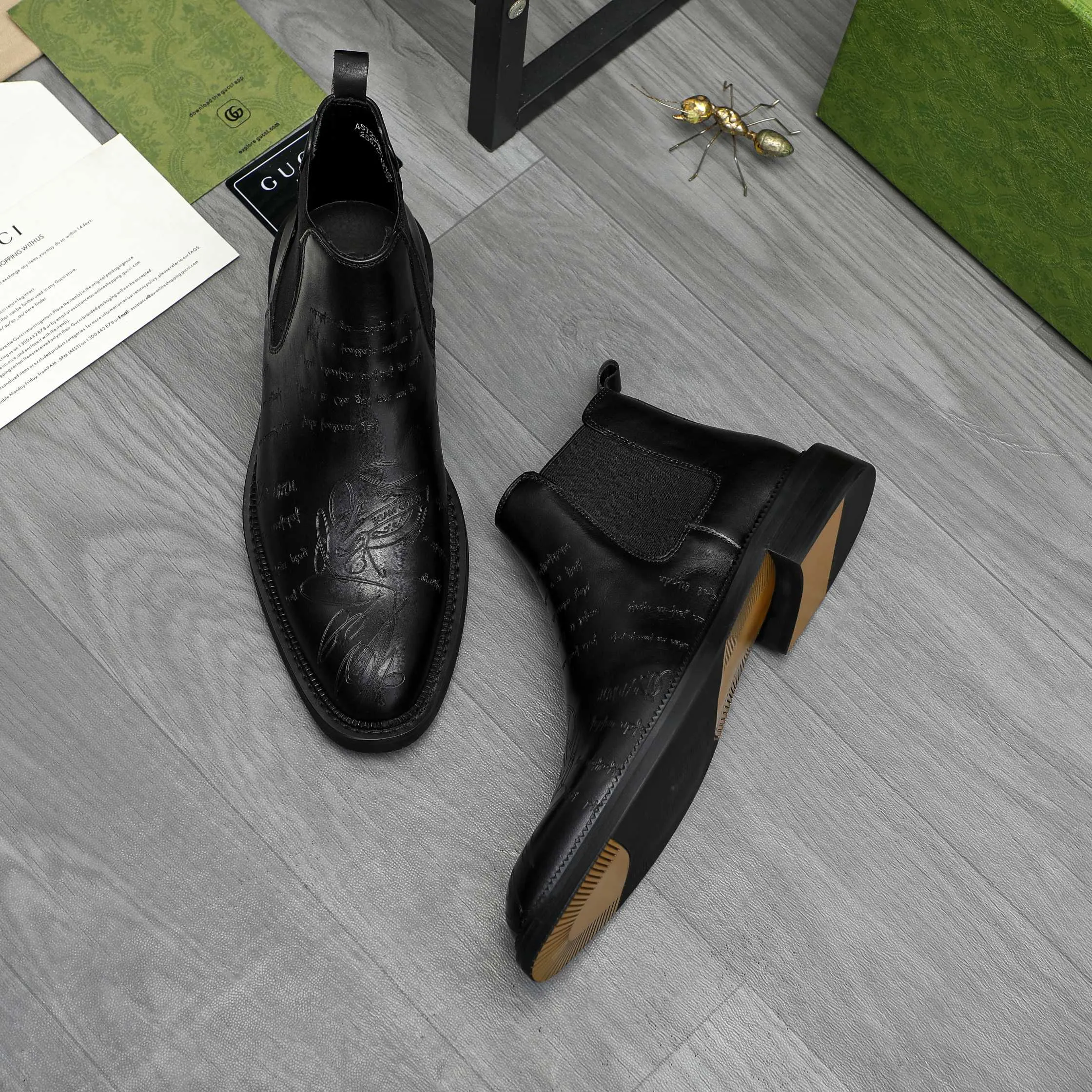 Men's shoes 💰p620 Product trademark: GUCCI "Gucci" high-top business leather shoes Regular size: 37-46 (37.46 custom-made, non-refundable) Product materials: Selected carved cowhide upper, pigskin lining, rubber outsole